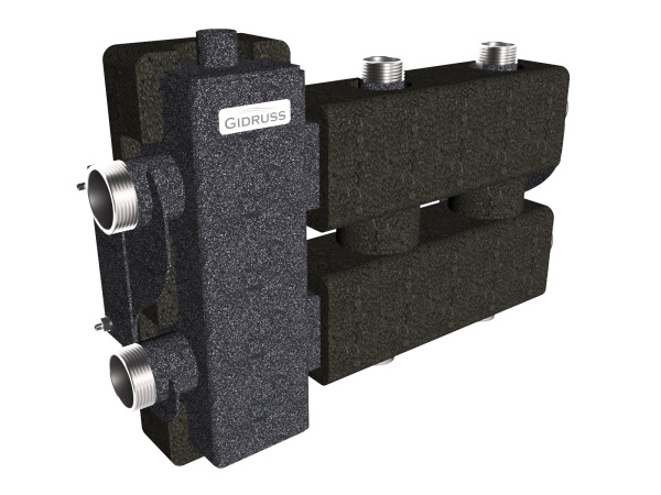 Балансировочный коллектор из стали  в EPP- изоляции (котёл G 1¼″, 1+1+1 контура G 1″, ″ЧЕРНЫЙ″) BM-80-3DU.EPP